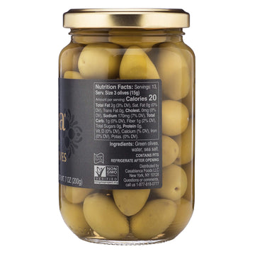 Mina Green Olives, 12.5 Oz (Pack Of 6) - Delicious Green Olives, Vegan Snack, Premium Hand Picked Moroccan Olives, Naturally Cured, Gluten Free, Low Carb, Non Gmo Keto, Paleo, And Kosher
