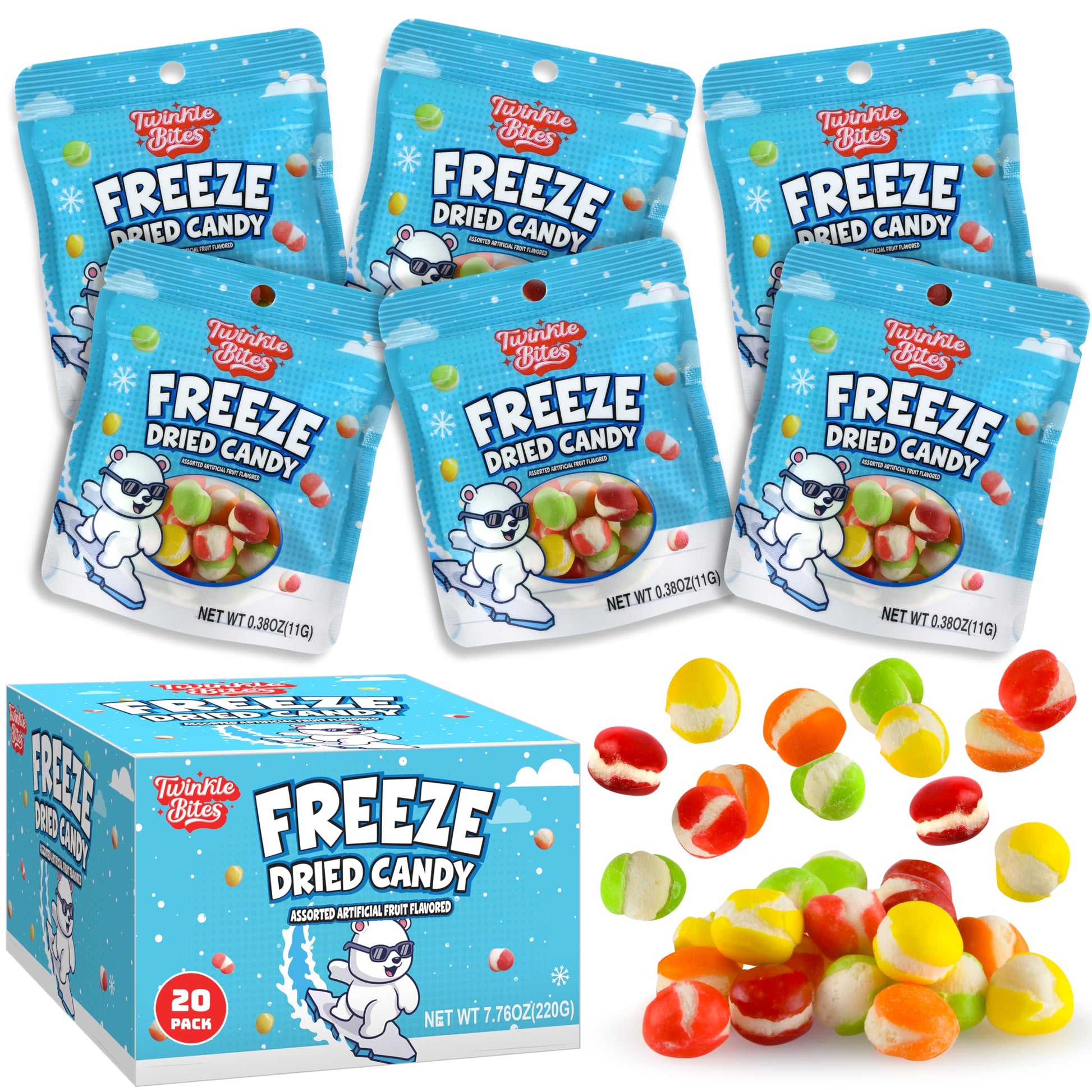 20 Pack Freeze Dried Candy- About 10 Pcs Per Bag - Bulk Treat Candy In Resealable Bag - Great For Kids, Adults, School, Party Fa