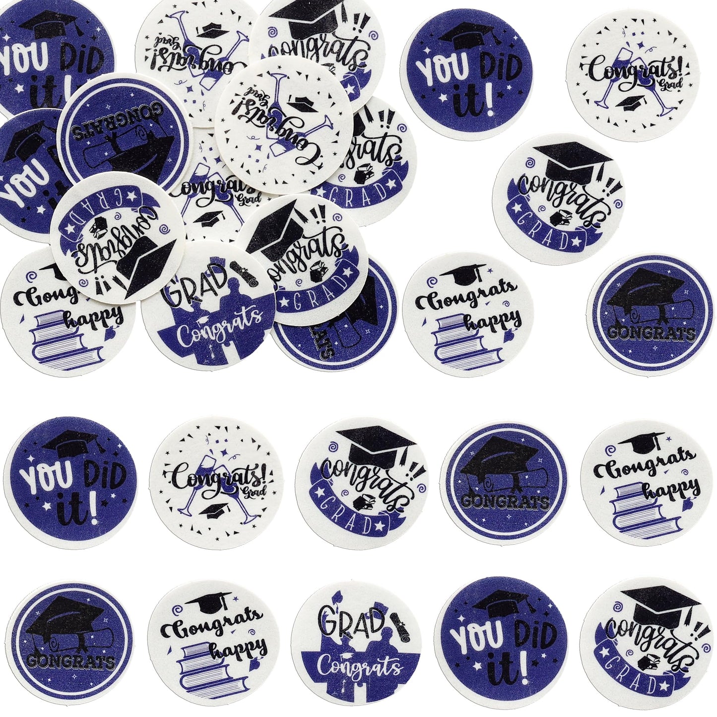 Ephlyn Graduation Cupcake Toppers, 54 Pcs Wafer Paper Grad Cap Picks, 1.8 cm, Purple, Class of 2025 Cake Decorations