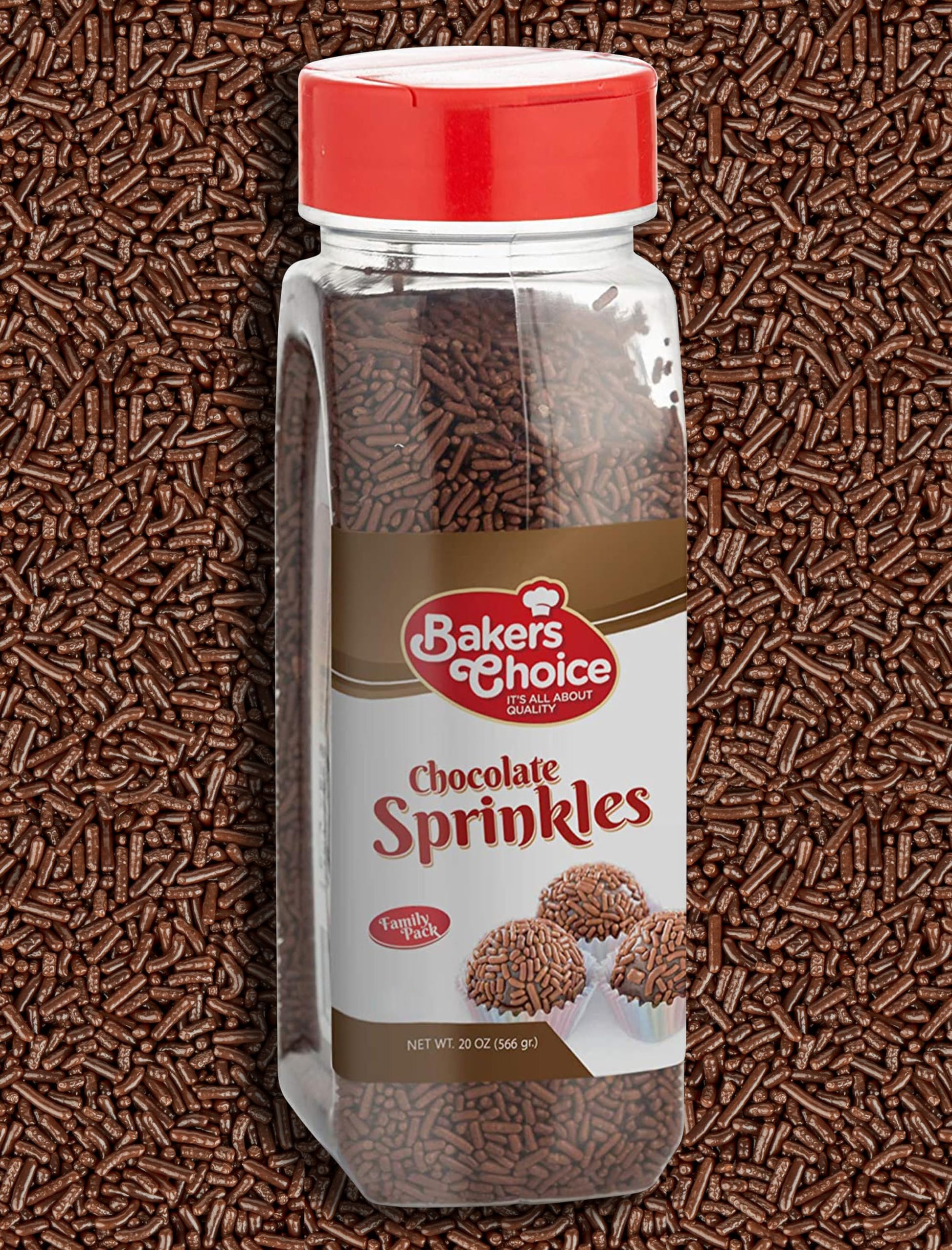 Bakers Choice Chocolate Sprinkles For Ice Cream Toppings - Chocolate Jimmies Sprinkles For Baking - Dairy Free  Kosher 20 Oz.