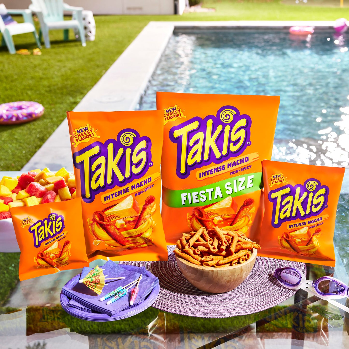 Takis Intense Nacho 40 pc / 1 oz Multipack - Cheddar Cheese Flavored Non-Spicy Rolled Tortilla Chips - Individual Bags, Perfect