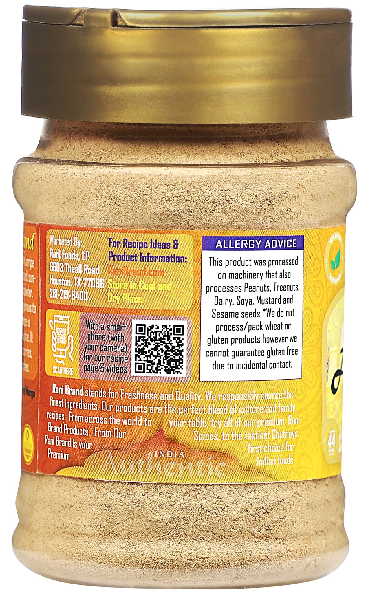 Rani Amchur (Mango) Ground Powder Spice 3oz (85g) PET Jar ~ All Natural, Indian Origin | No Color | Gluten Friendly | Vegan | NO