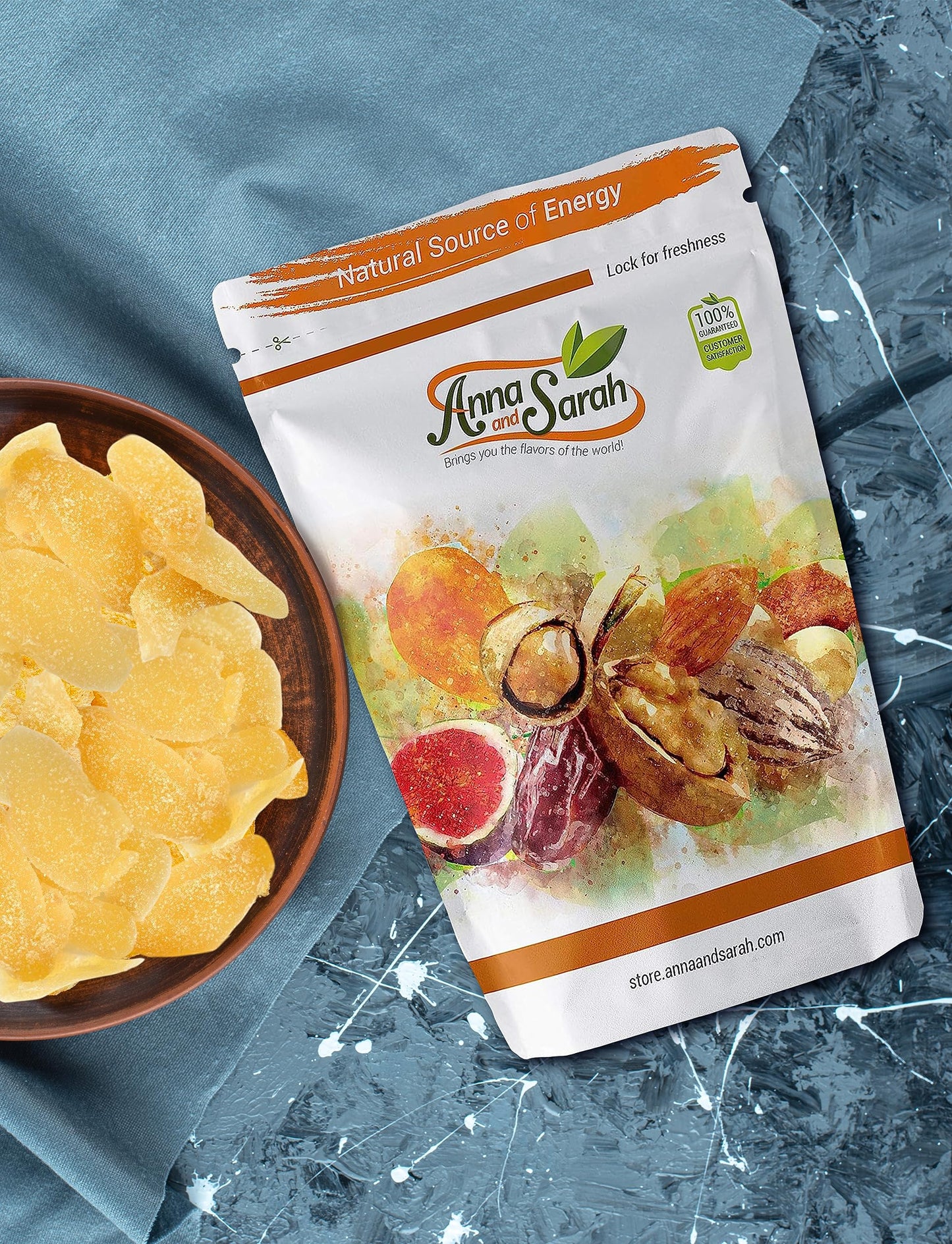 Anna and Sarah Dried Crystallized Ginger in Resealable Bag, 1 Lb.
