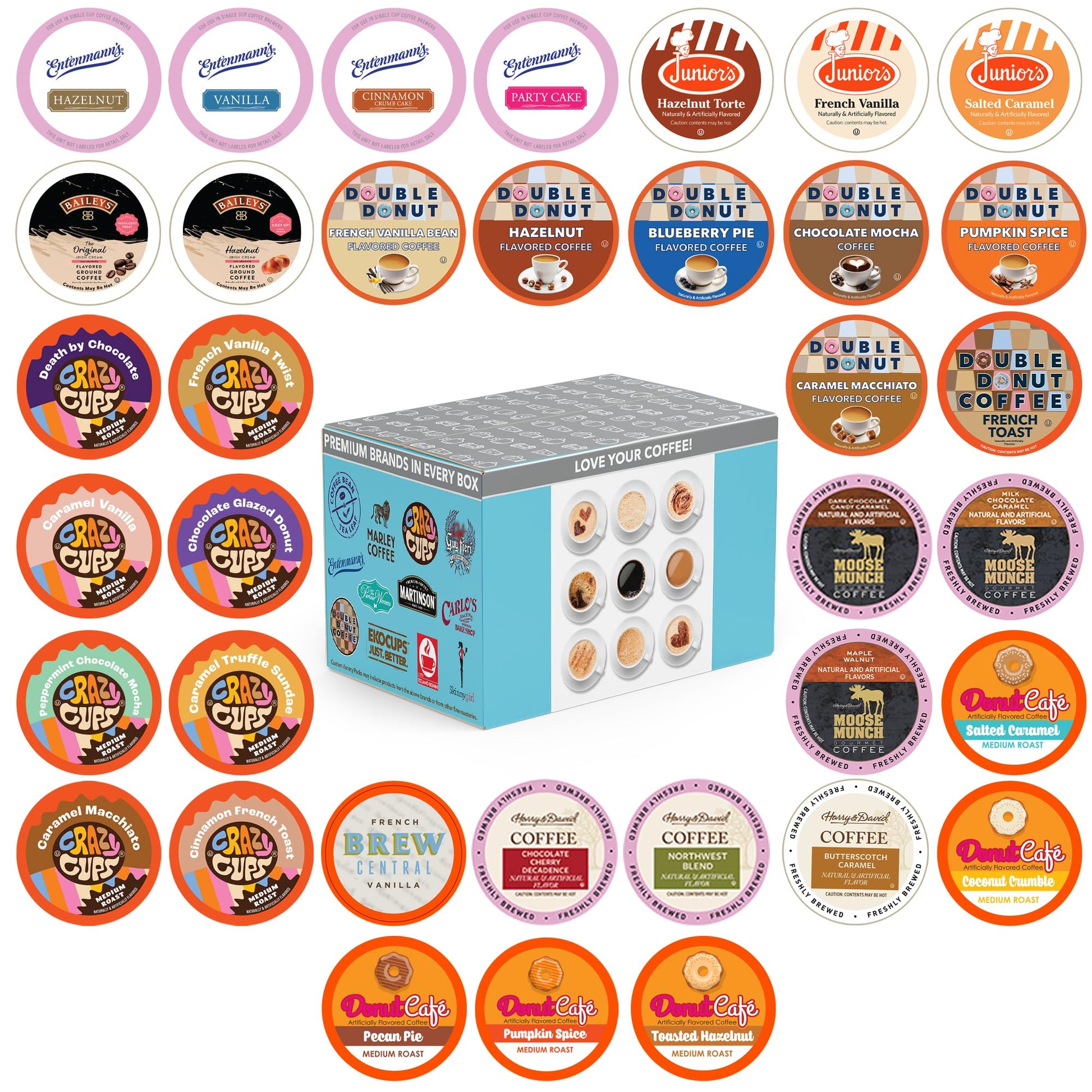 Crazy Cups Flavored Coffee Pods Variety Pack for Keurig, Assorted Flavors, 36 Count, Pack of 1
