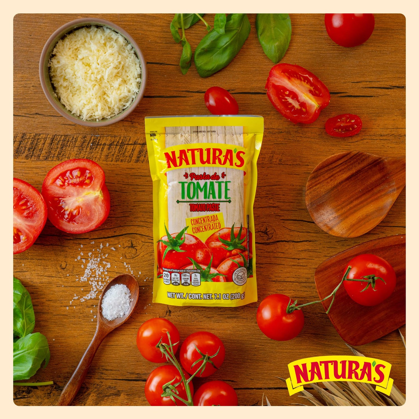 Naturas Natural Tomato Paste, Heat-and-Eat Tomato Paste, 7.1 Oz (Pack of 24)
