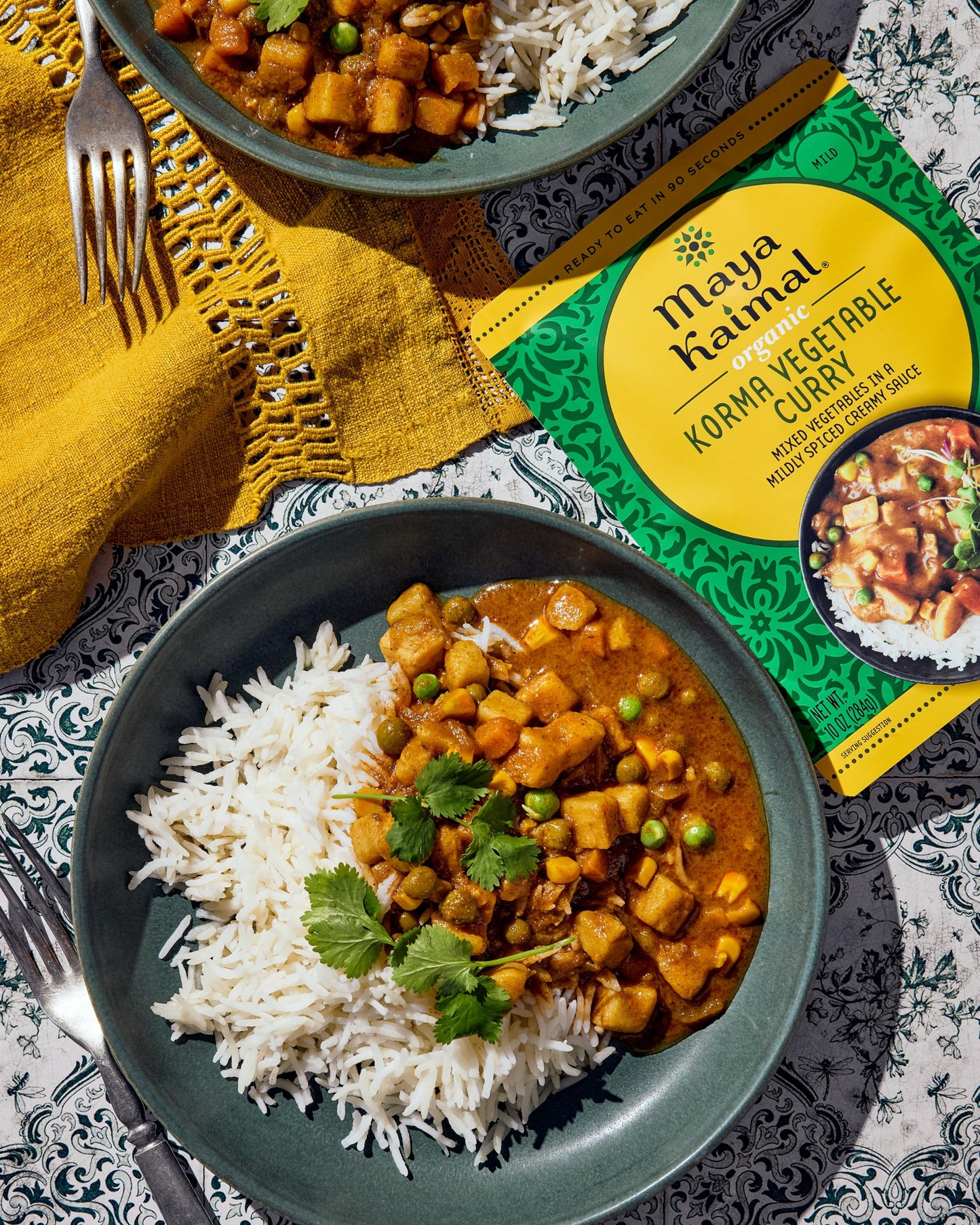 Maya Kaimal Organic Indian Korma Vegetable Curry | Microwaveable, Ready To Eat, Fully Cooked Mixed Vegetables In A Mildly Spiced