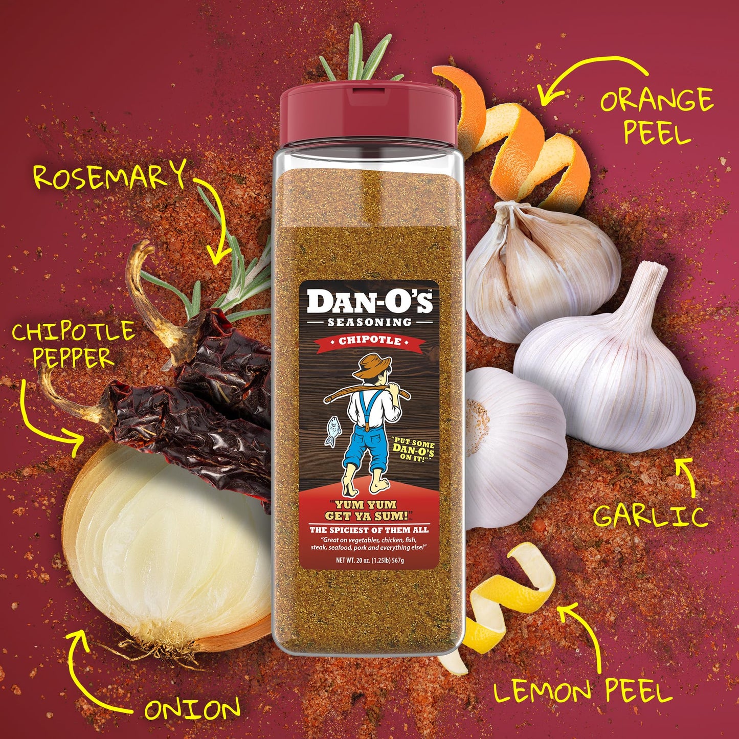 Dan-Os Seasoning Chipotle, Large Bottle, 20 oz, 1.25 Pound (Pack of 1)
