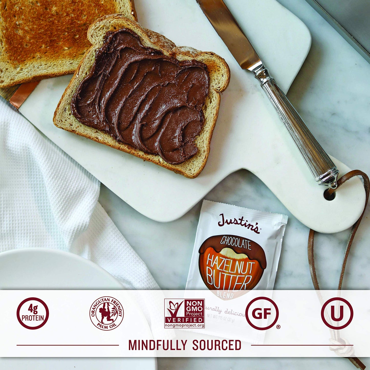 Justin'S Chocolate Hazelnut & Almond Butter Squeeze Pack, Organic Cocoa, Gluten-Free, Responsibly Sourced, Packaging May Vary, 1