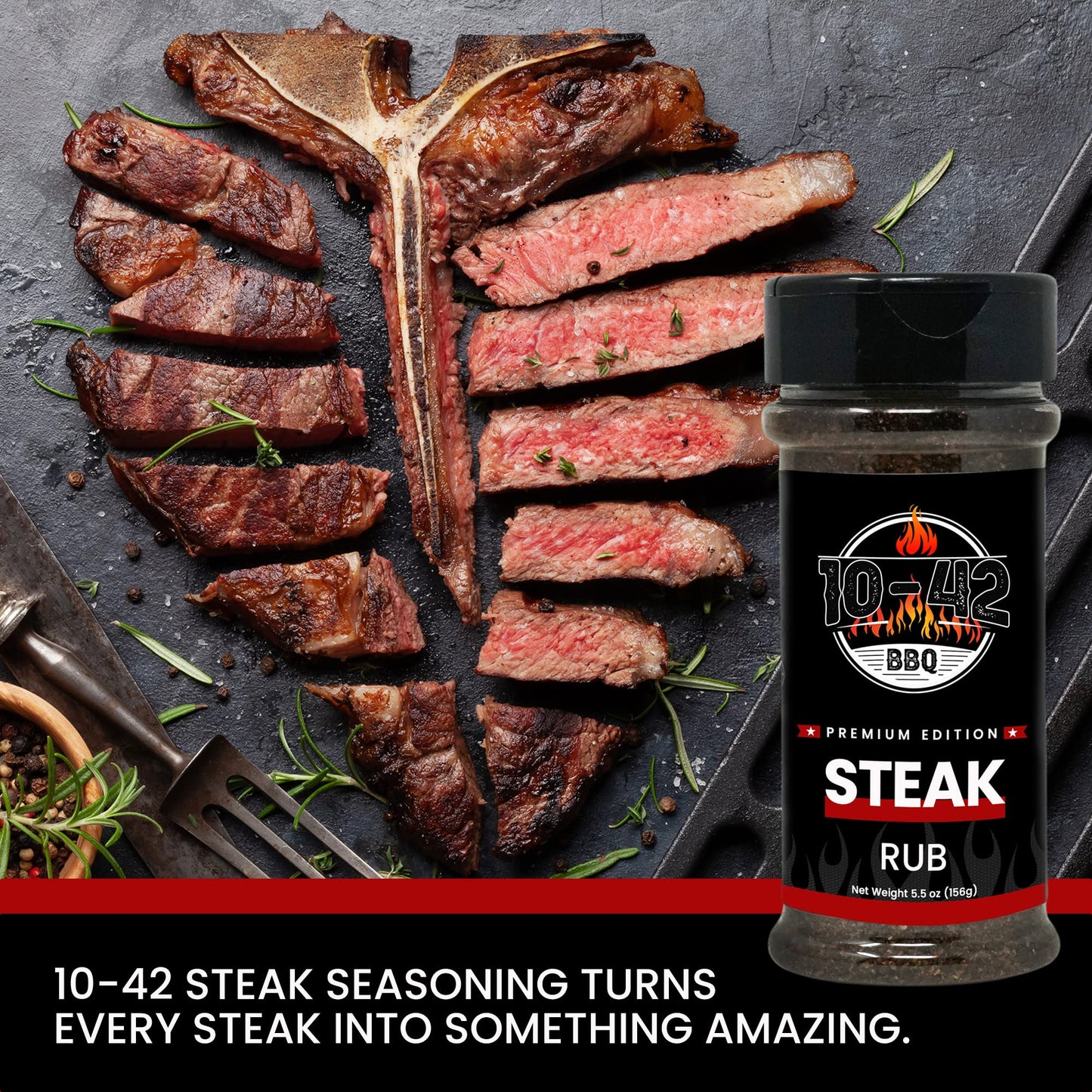 10-42 Bbq Steak Seasoning No Msg, 0 Calorie | Meat Rub & Seasonings For Grilling, Beef & Pork | Grill The Best Steaks, Tomahawk,