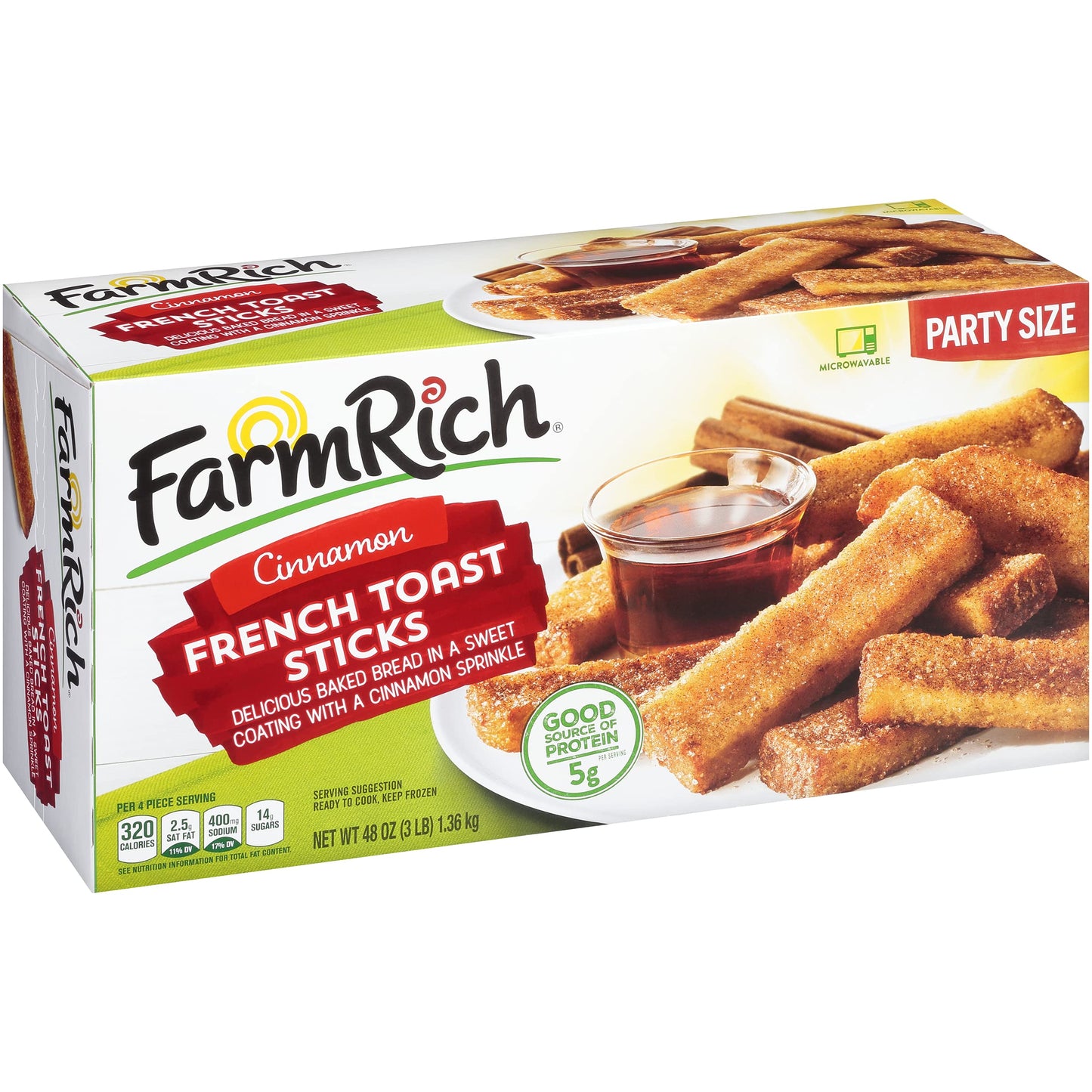 Farm Rich Cinnamon French Toast Sticks Sprinkled With Cinnamon, Easy Breakfast, 48 oz