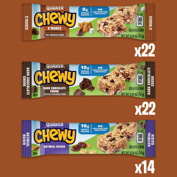 Quaker Chewy Granola Bars, 3 Flavor Back-to-School Variety Pack, 58 Count