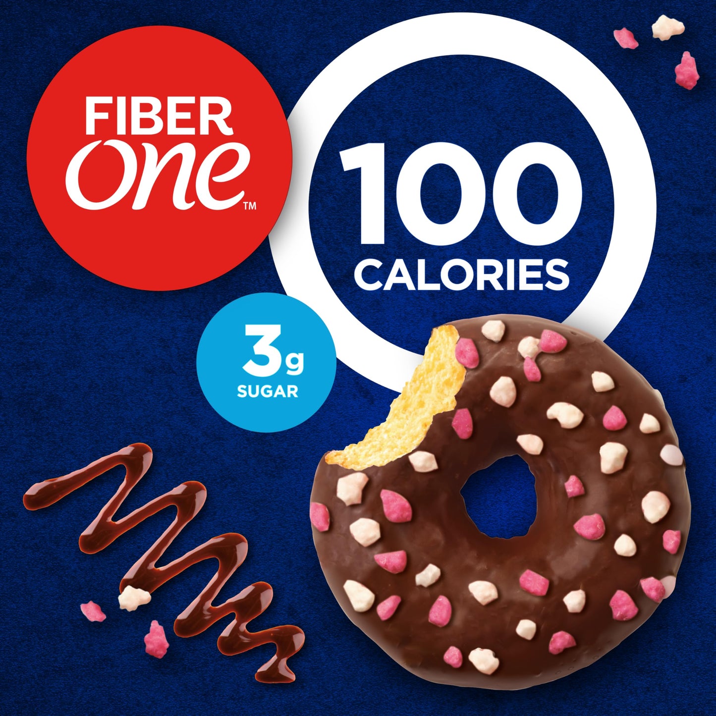 Fiber One 100 Calorie Donuts, Chocolate Flavor, 4 Count, 3.28 oz, 3g Sugar
