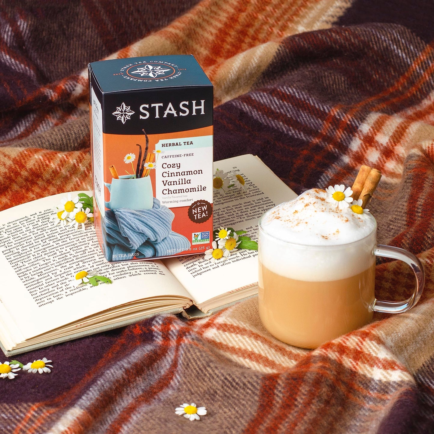 Stash Tea Cozy Cinnamon Vanilla Herbal Tea - Caffeine Free, Non-GMO, 18 Count (Pack of 6) - 108 Bags Total