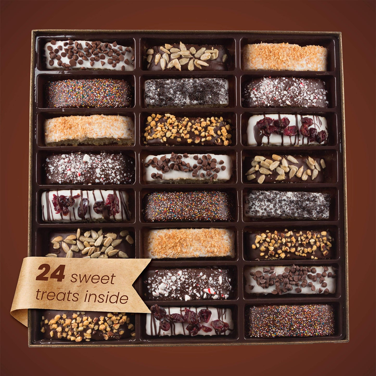 Chocolate Biscotti Gift Basket, 24 Gourmet Chocolate Cookies Gift Box, Gifts For Food Delivery Ideas For Women Men Grandma Teach