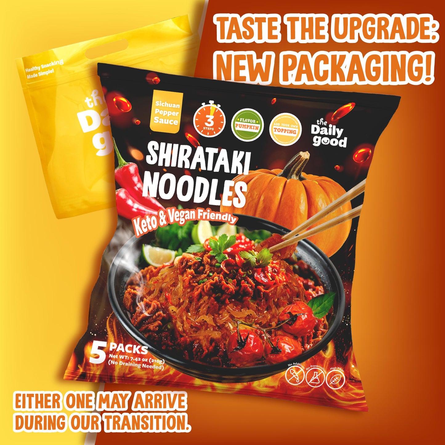 The Daily Good Shirataki Noodles | 30 Seconds Easy Preparation | Healthy, Low Carb And Low Calorie Konjac Pasta | Rice And Pasta