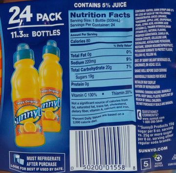Sunny Delight Citrus Punch Drink, Tangy Orange Flavor, 11.3 Fl Oz, Pack of 24
