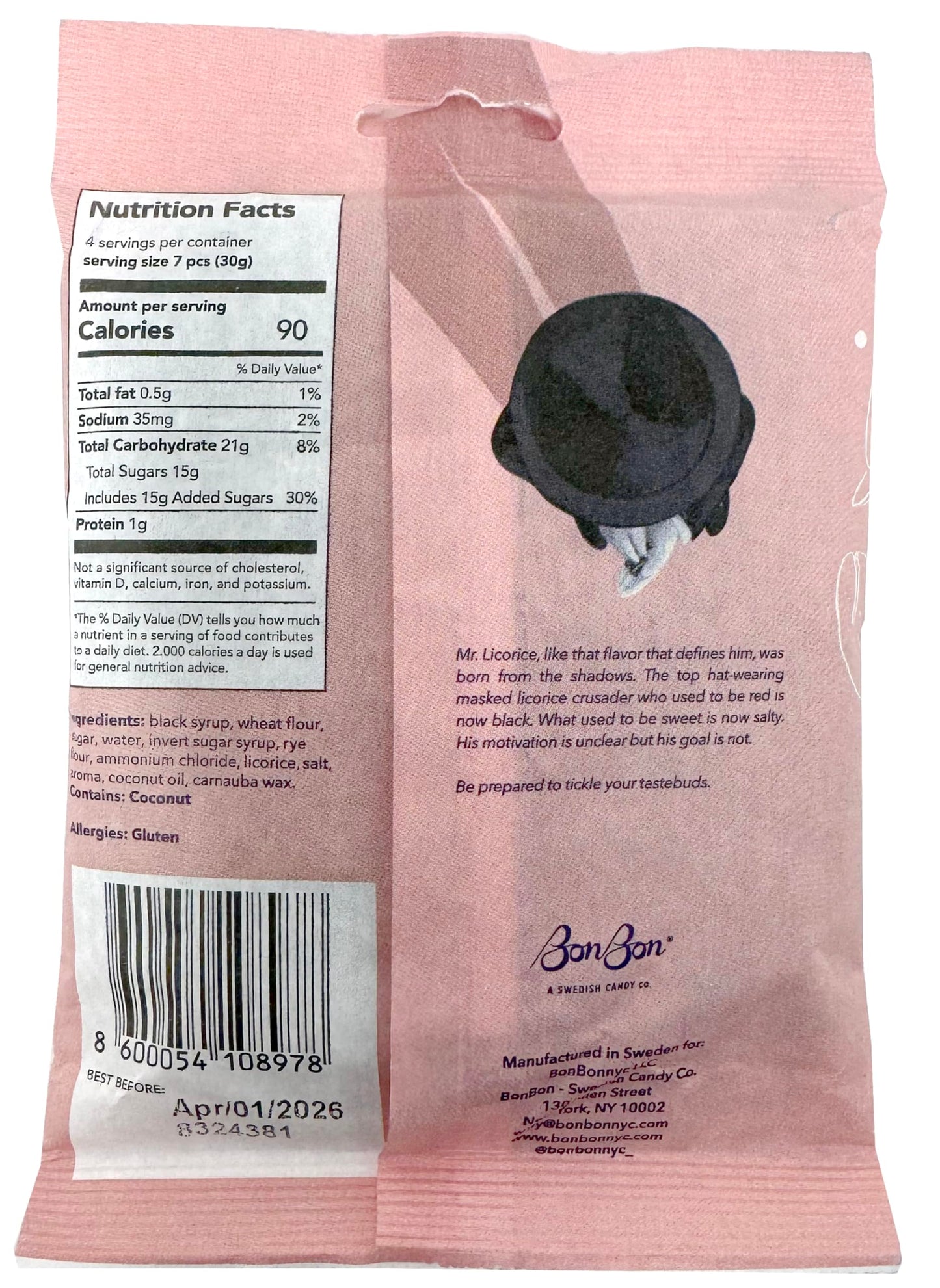 BonBon A Swedish Candy Co. Salty Licorice Twists Vegan Candy, 4.2 oz (Pack of 2)