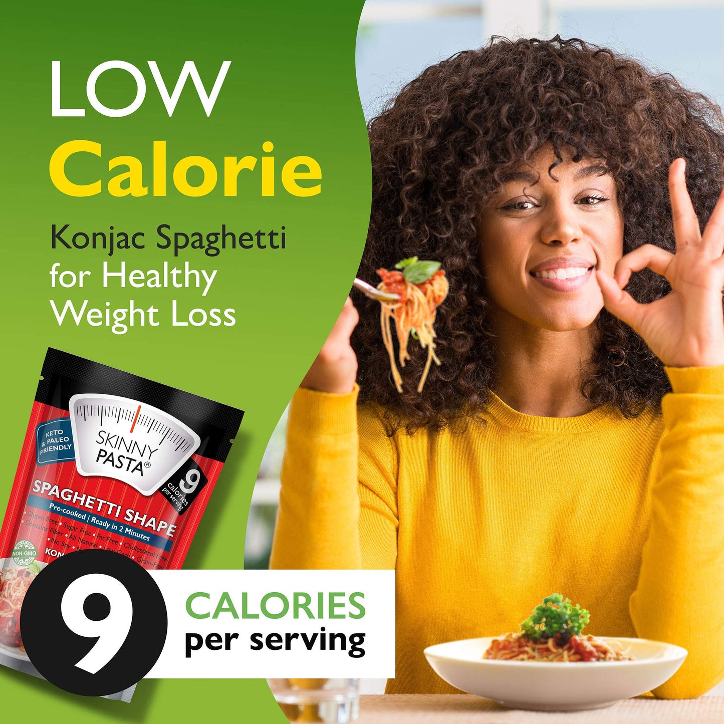 The Real Skinny Pasta - Healthy Konjac Shirataki Noodles - Spaghetti, 6 Pack