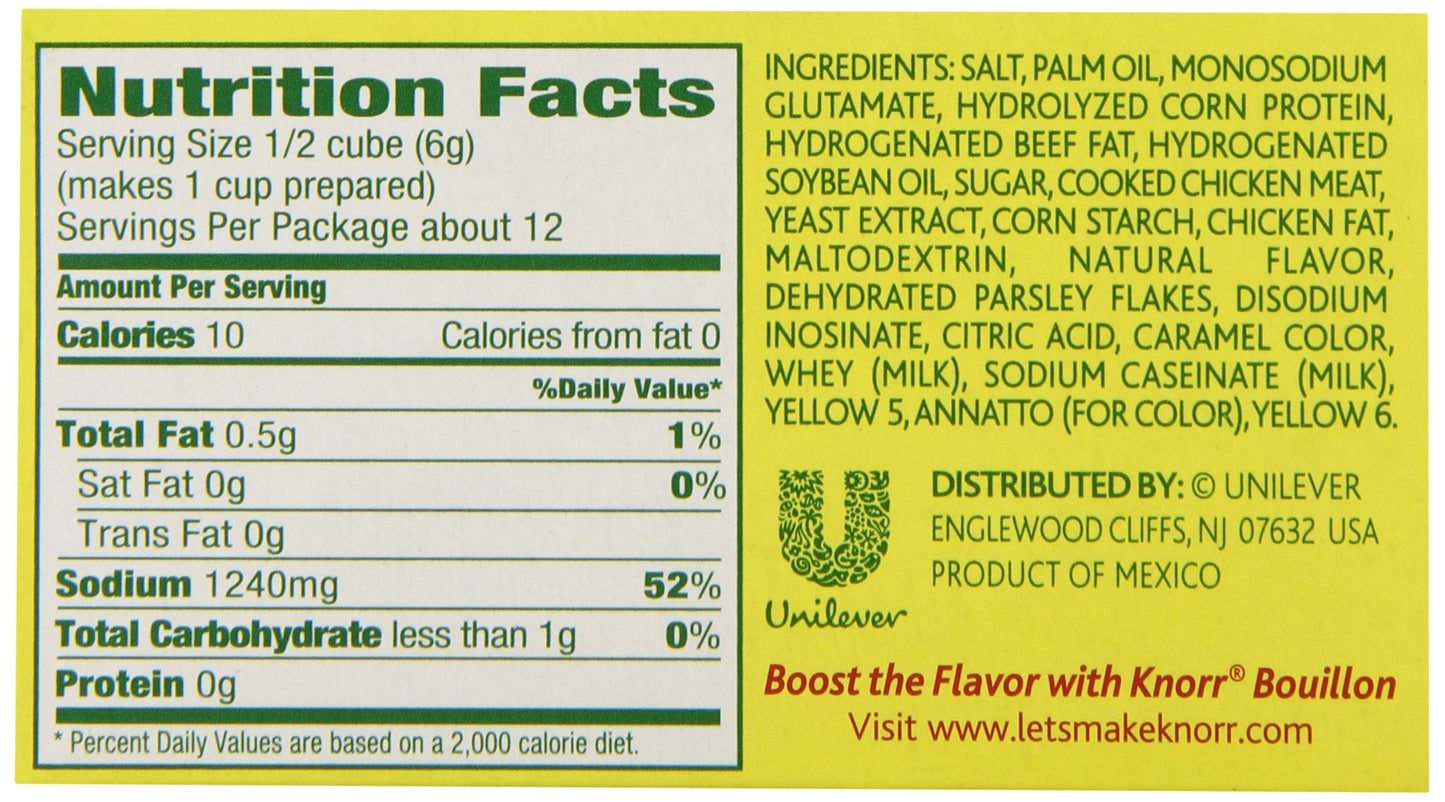 Knorr Cube Bouillon, Chicken, 6 Extra Large Cubes, 2.5 Oz