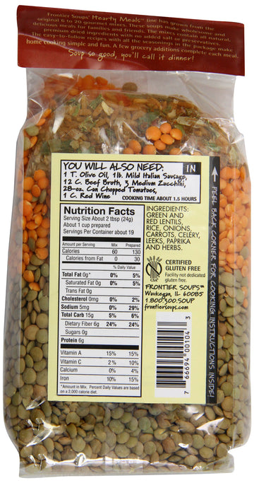 Frontier Soups Hearty Meals Indiana Harvest Sausage Lentil Soup, 16-Ounce Bags (Pack Of 4)