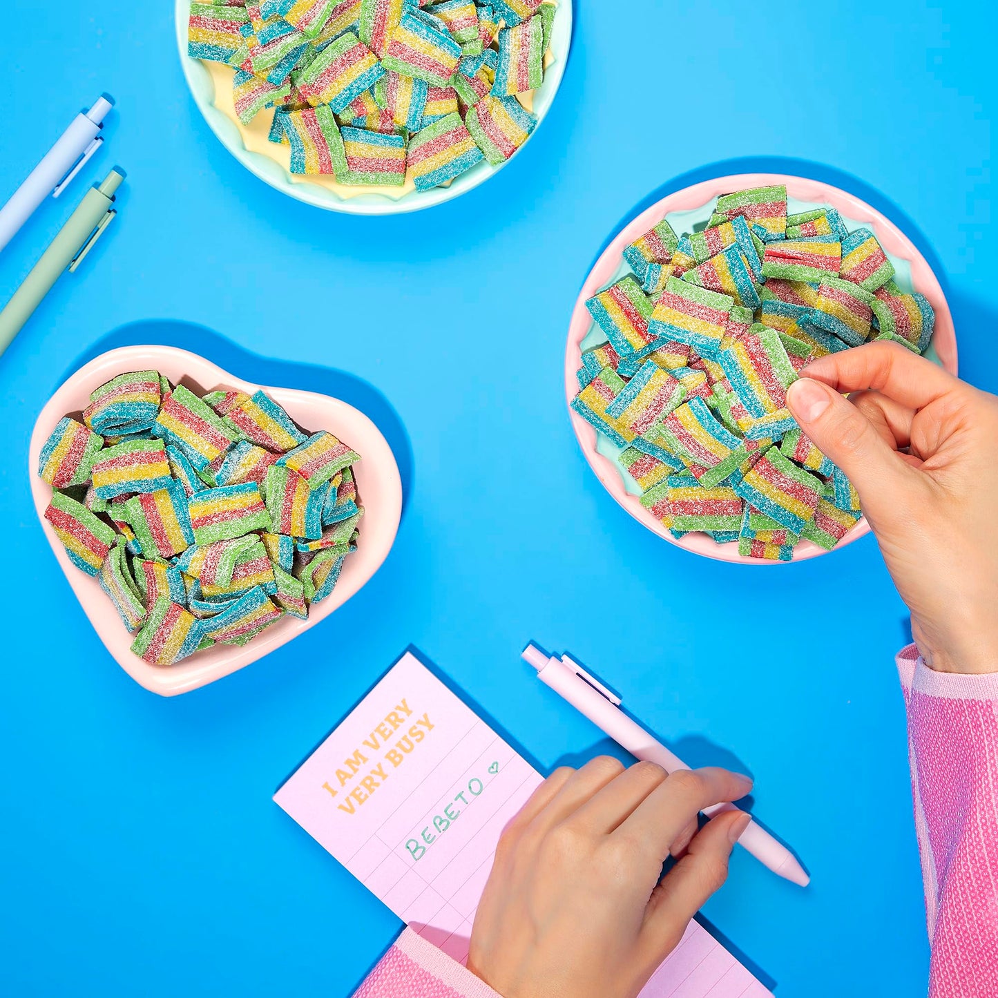 Bebeto Sour Rainbow Licorice Belts Bite Size - Colorful Rainbow Sour Chewy Candy Belts For Kids & Adults | Party & Cake Decorati