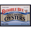 Bumble Bee Canned Oysters - Hardwood Smoked, Gluten Free, 3.75 oz Can, 18g Protein per Serving, Model 8660075233