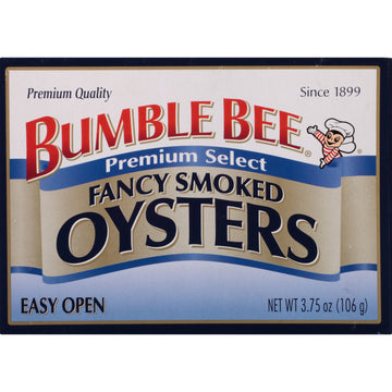 Bumble Bee Canned Oysters - Hardwood Smoked, Gluten Free, 3.75 oz Can, 18g Protein per Serving, Model 8660075233