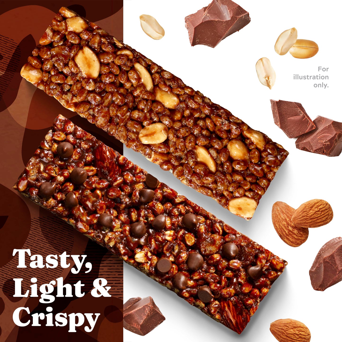 Simply Protein Crispy Bars Variety Pack - Peanut Butter & Dark Chocolate Almond - 13g Protein, 2g Sugar, Vegan - 16 Bars (2 Boxes)