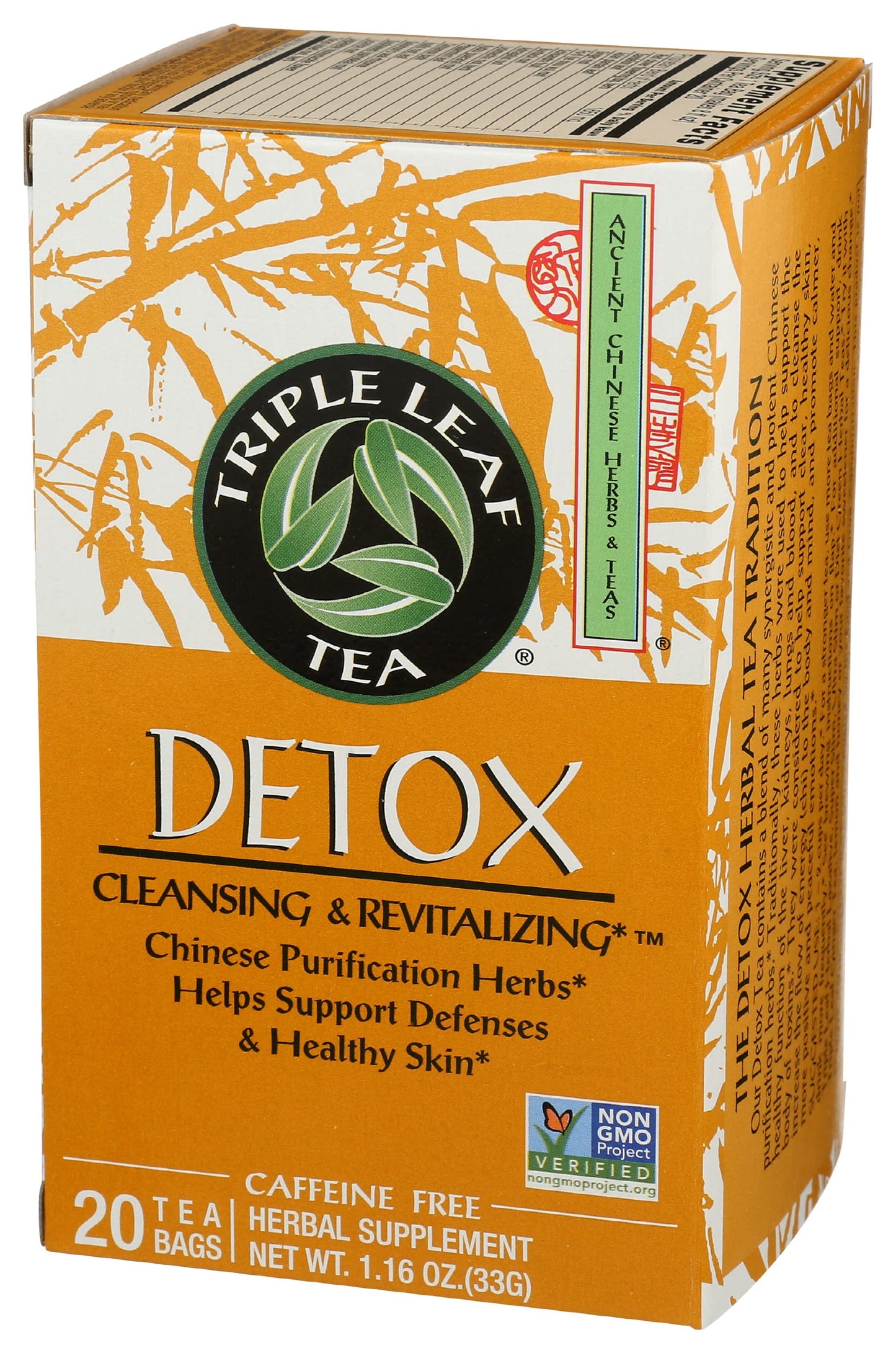 Triple Leaf Tea Chinese Medicinal Detox Tea Bags, 20 Count, Pack of 1, Model 00017-0