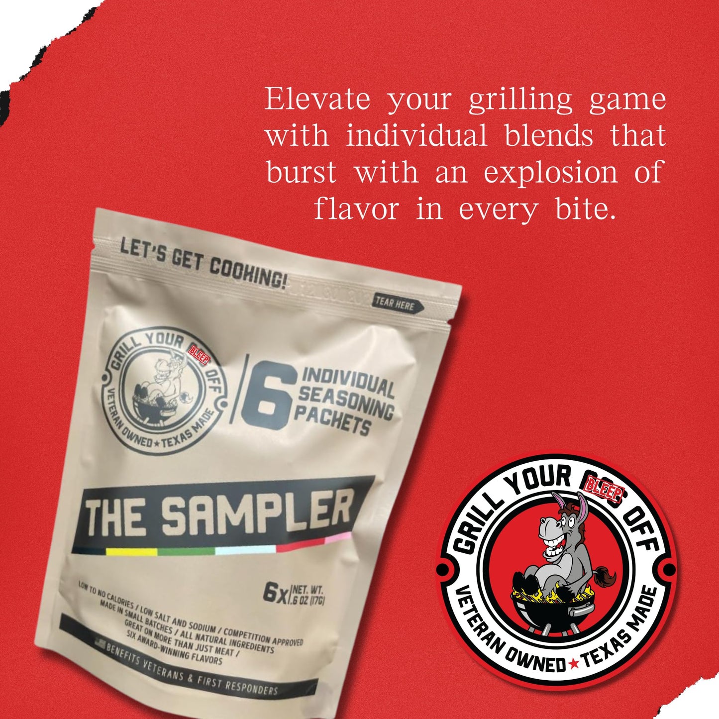 Grill Your Ass Off BBQ & Grill Seasoning Sample Pack - 6 Pack, Gluten Free, 8 Ounce