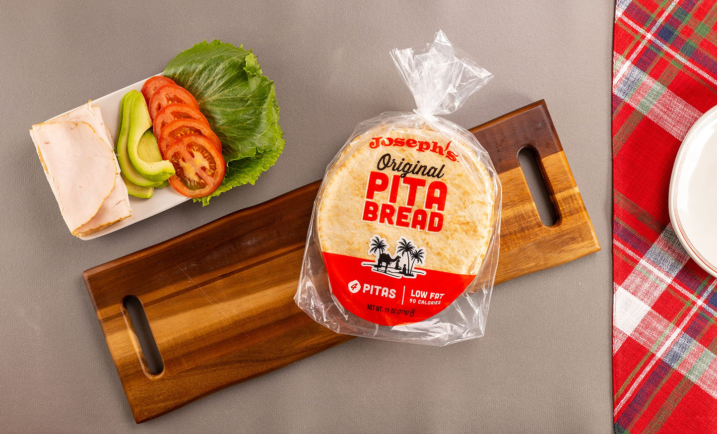 Josephs Original White Pita Bread, 1-Pack, Fresh Baked (4 Pitas per Pack, 11Oz.)