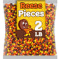 Partypom Reeses Pieces Caramel Peanut Butter Candy, 2 Lbs, Crunchy Shell, Fall Colors for Baking and Desserts