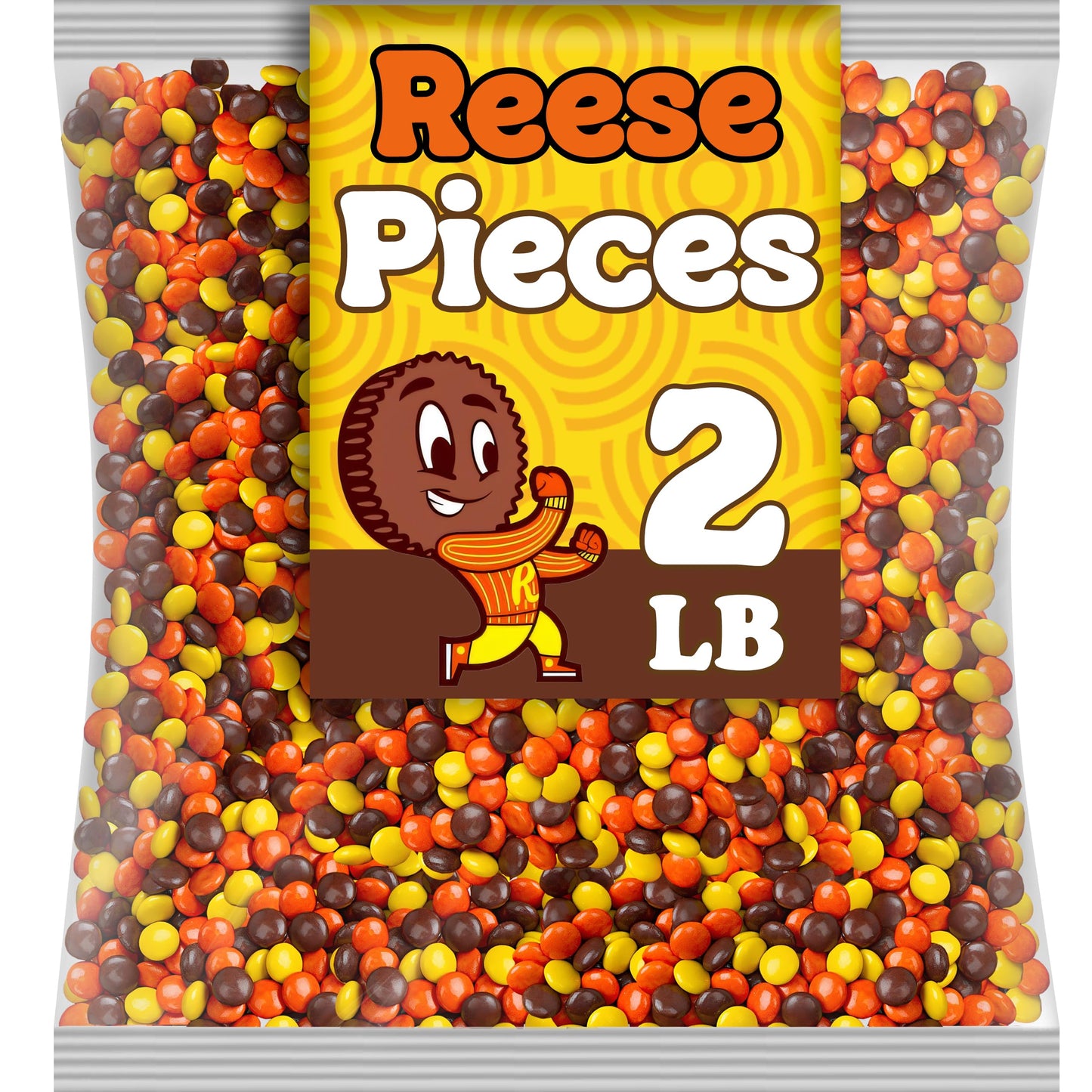 Partypom Reeses Pieces Caramel Peanut Butter Candy, 2 Lbs, Crunchy Shell, Fall Colors for Baking and Desserts