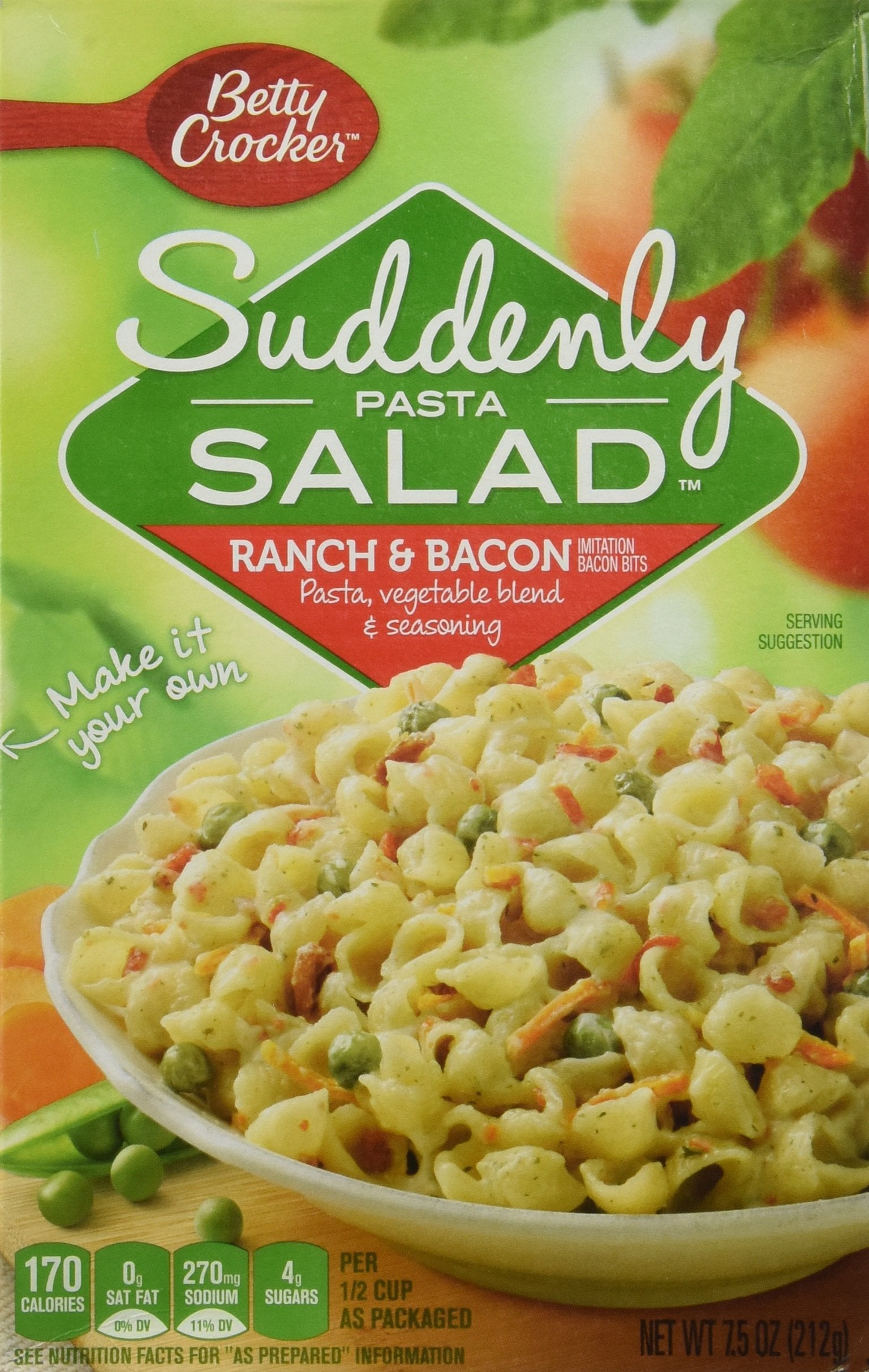 Betty Crocker Suddenly Salad Pasta Ranch & Bacon 7.5oz Box (Pack of 4)