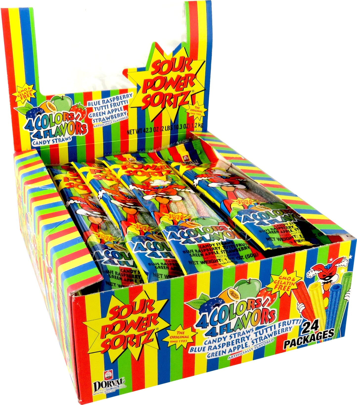 Sour Power Sortz Candy Straws, Sour Power Sortz Assorted, 1.75 Oz (Pack Of 24)
