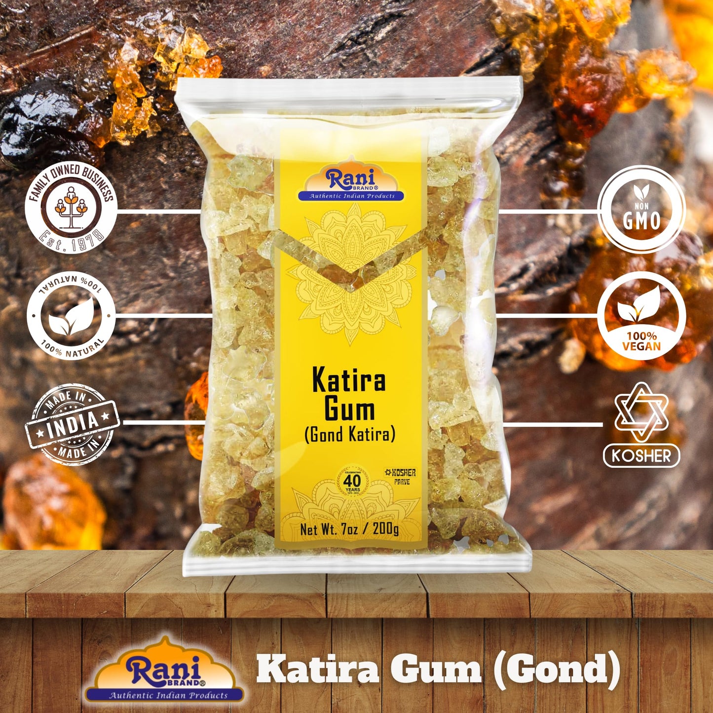 Rani Edible Gum Whole (Goonder Tragacanth Gum) 7oz | All Natural, Vegan, Gluten Friendly, Kosher, Non-GMO