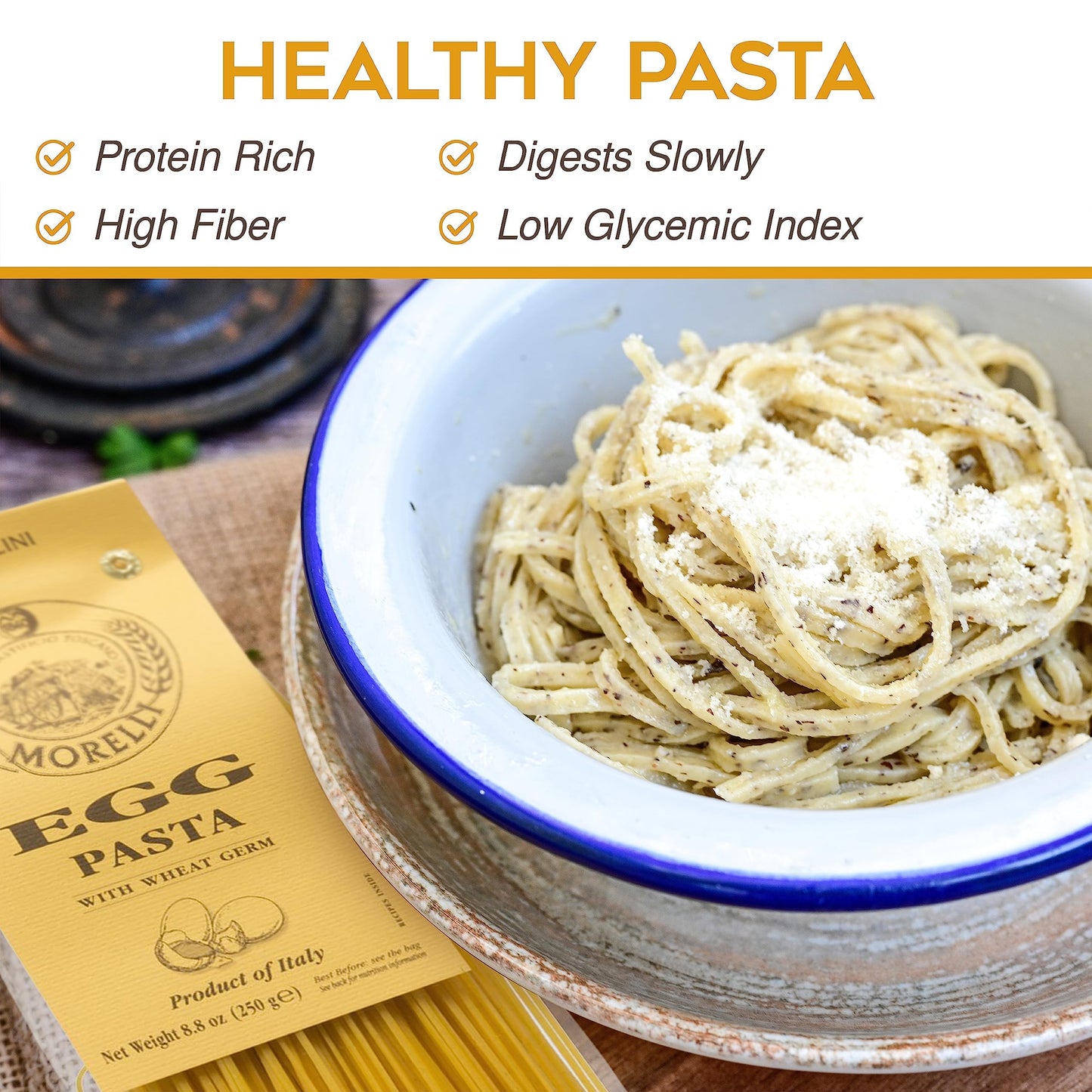 Morelli Pasta Egg Tagliolini - Handmade Italian Duspirit-inspired flavor Wheat Noodles - 8.8 Oz (Pack of 2) - Italian Egg Noodle Yellow