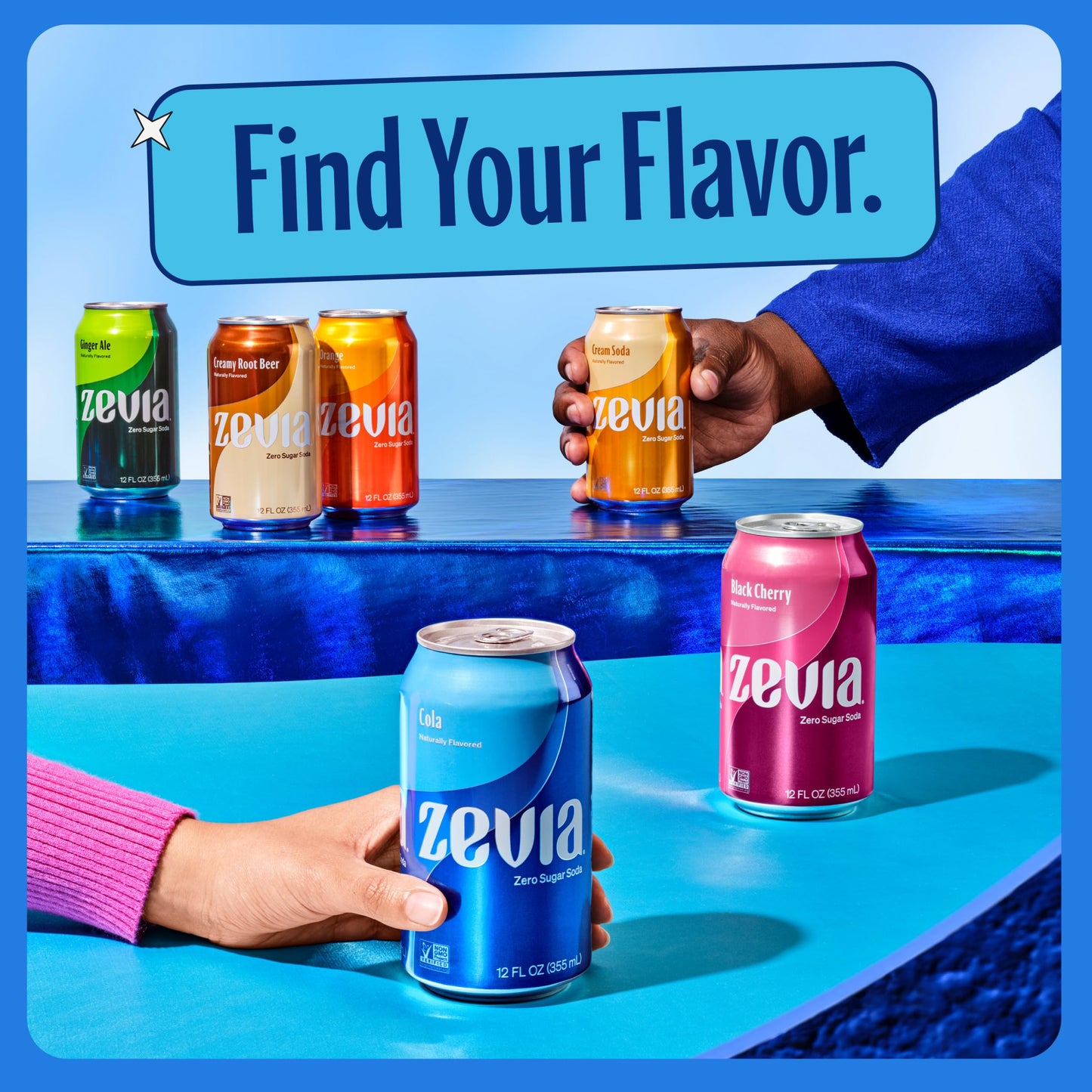 Zevia Zero Sugar, Cola Soda, 12 Fl Oz Cans (Pack Of 24)