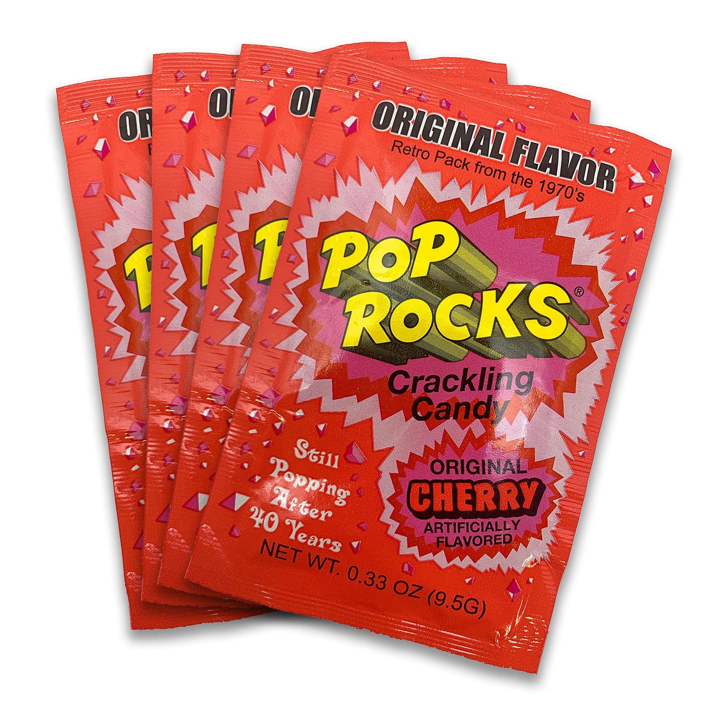 Uptop Treats Cherry Pop Rocks Candy | Includes 4 Individual Retro Packs Of Flavored Mini Rock Popping Candies