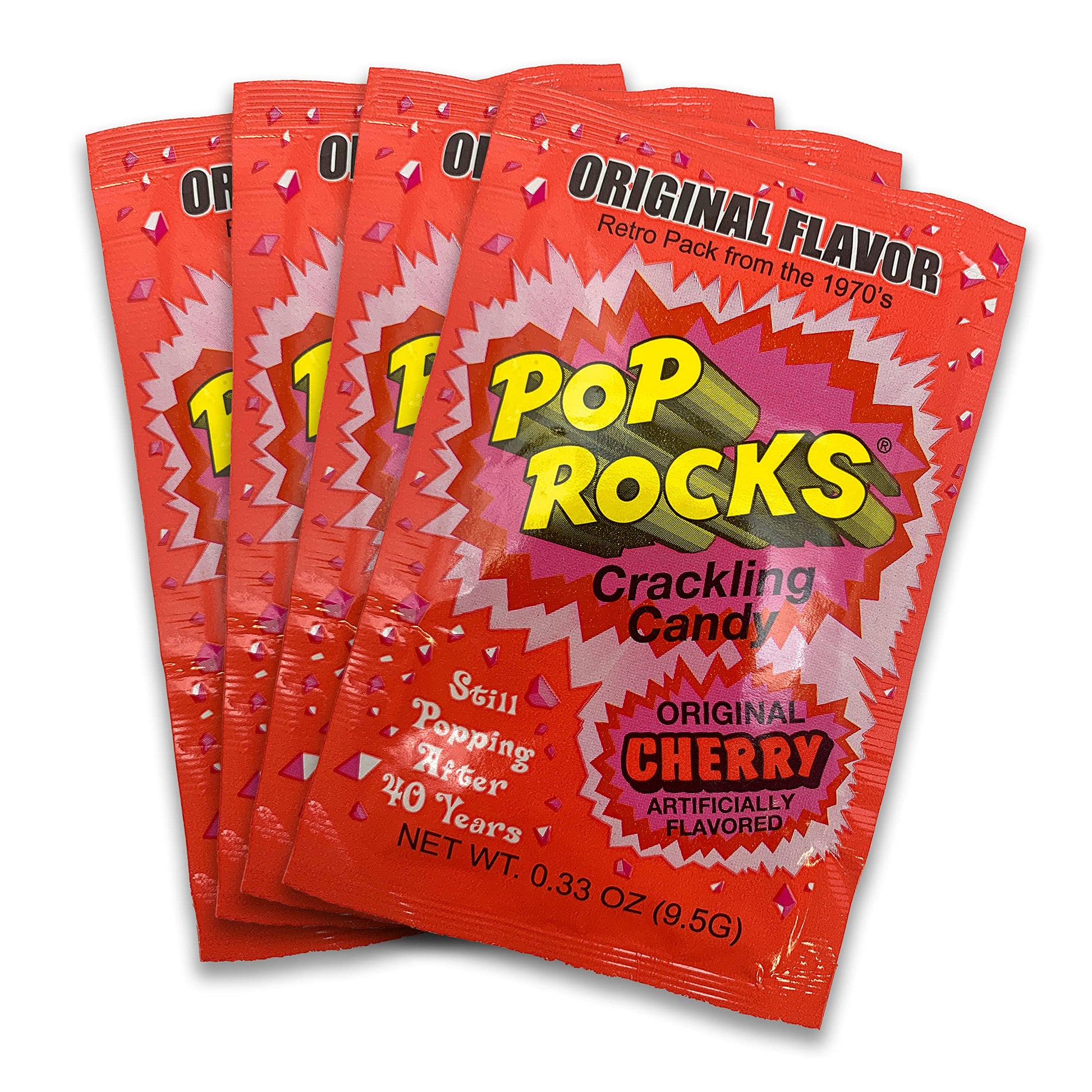 Uptop Treats Cherry Pop Rocks Candy | Includes 4 Individual Retro Packs Of Flavored Mini Rock Popping Candies
