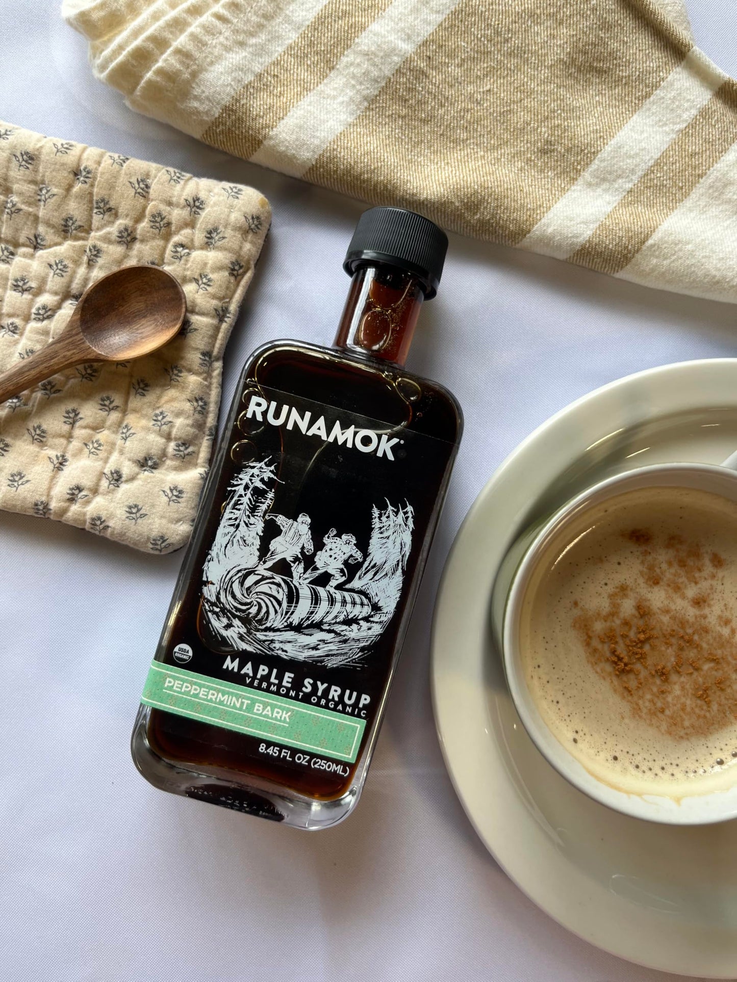 Runamok Maple Peppermint Bark Infused Maple Syrup - Gluten Free Natural Sweetener - 8.45 Fl Oz (Pack of 1)