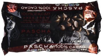 Pascha Organic Unsweetned 100% Dark Chocolate Chips, 8.75 Oz- 6 Pack