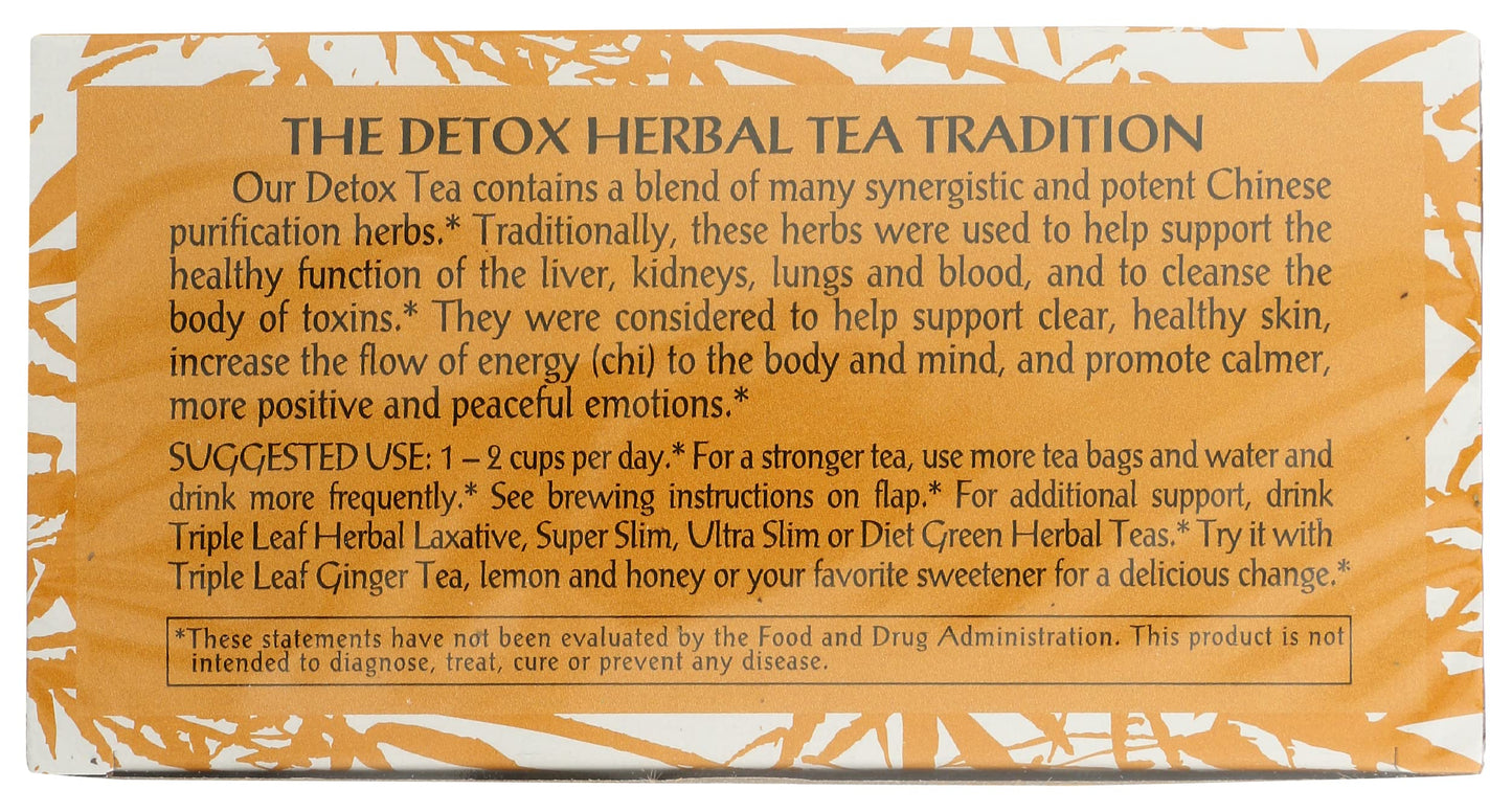 Triple Leaf Tea Chinese Medicinal Detox Tea Bags, 20 Count, Pack of 1, Model 00017-0