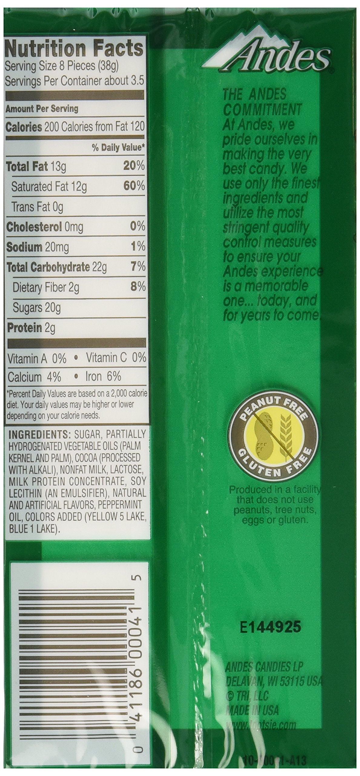 Charms Andes Creme De Menthe Thin Mints - Chocolate Mint Candies, 4.67 Oz, Green/Dark Brown, Model 404434
