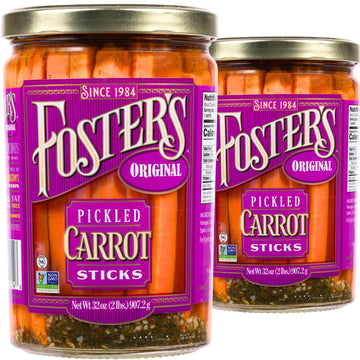 Foster'S Pickled Carrots- Original- 32Oz (2 Pack) - Pickled Carrots In A Jar - Traditional Pickled Vegetables Recipe For 30 Year