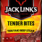 Jack Links Beef Steak Tender Bites, Teriyaki, 2.85 oz, Pack of 4