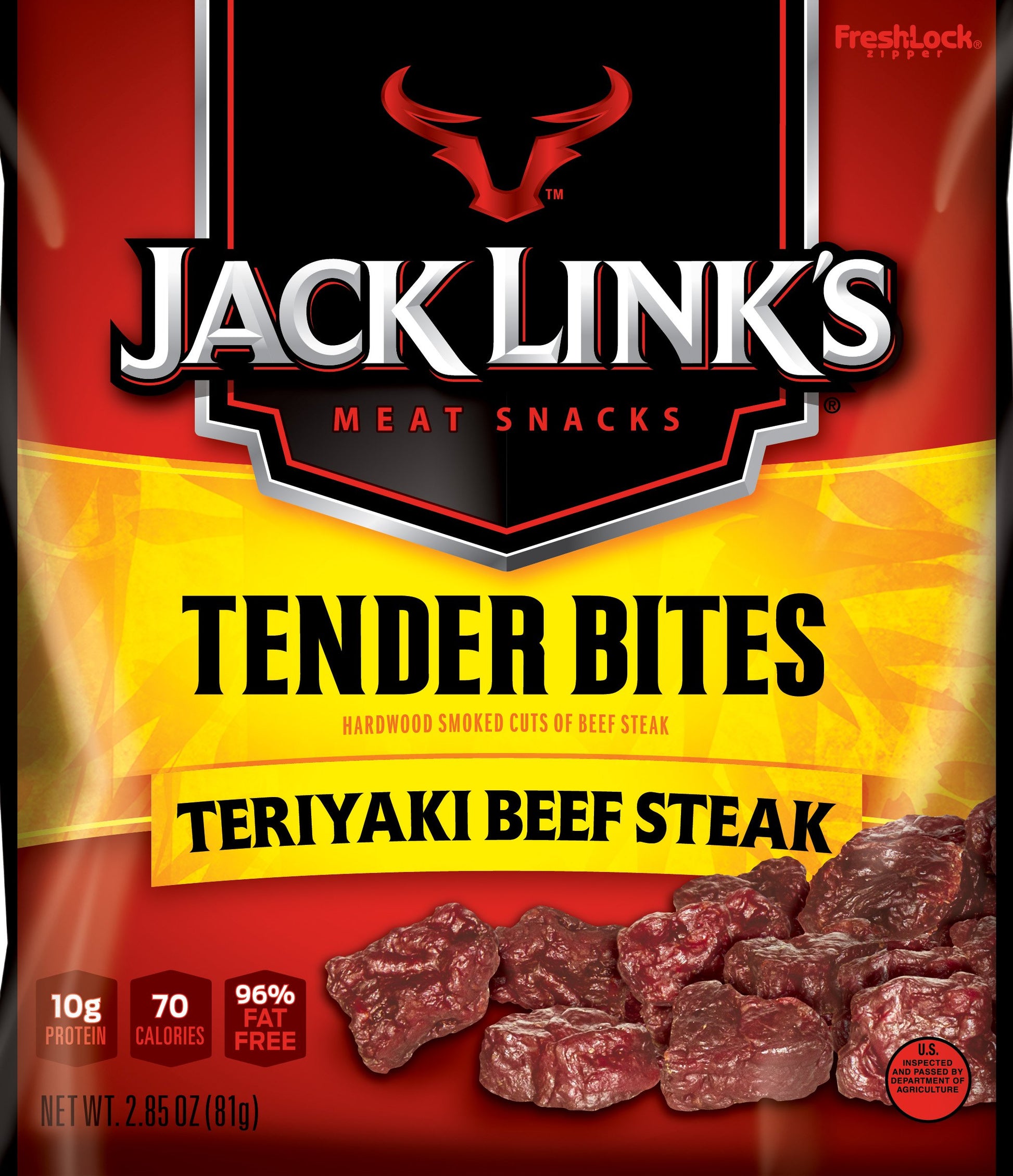 Jack Links Beef Steak Tender Bites, Teriyaki, 2.85 oz, Pack of 4