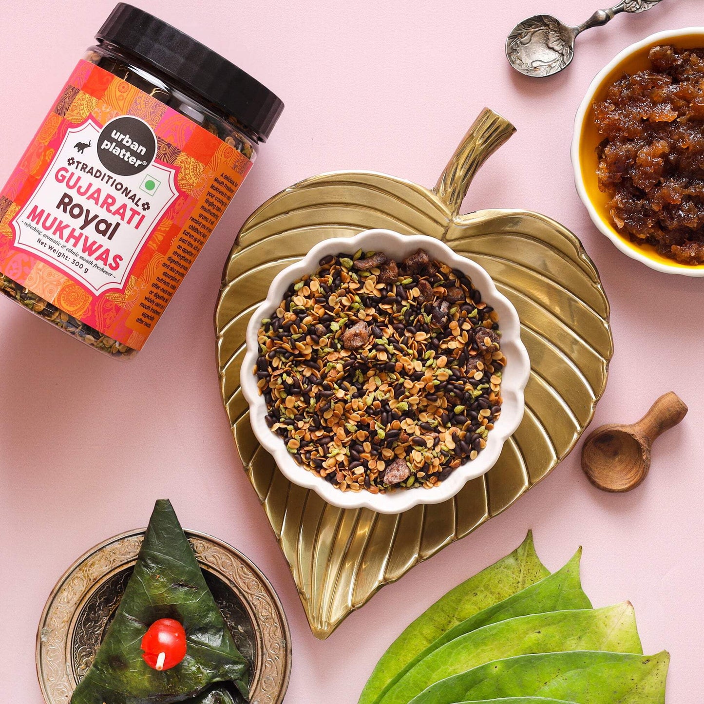 Urban Platter Gujarati Royal Mukhwas | 10.58 Oz (300G) | Traditional Indian Mouth Freshener | Sweet & Refreshing Fennel Mix | Digestive After-Meal Refresher | All-Natural, Vegan, Aromatic