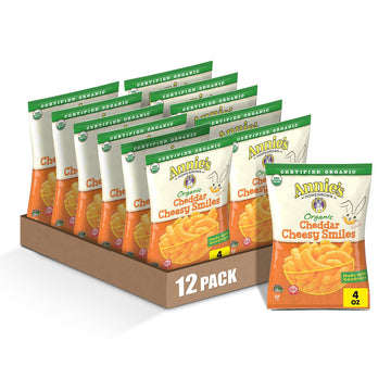 Annies Organic Cheddar Cheesy Smiles Baked Corn Puffs 4 Oz. (Pack Of 12)