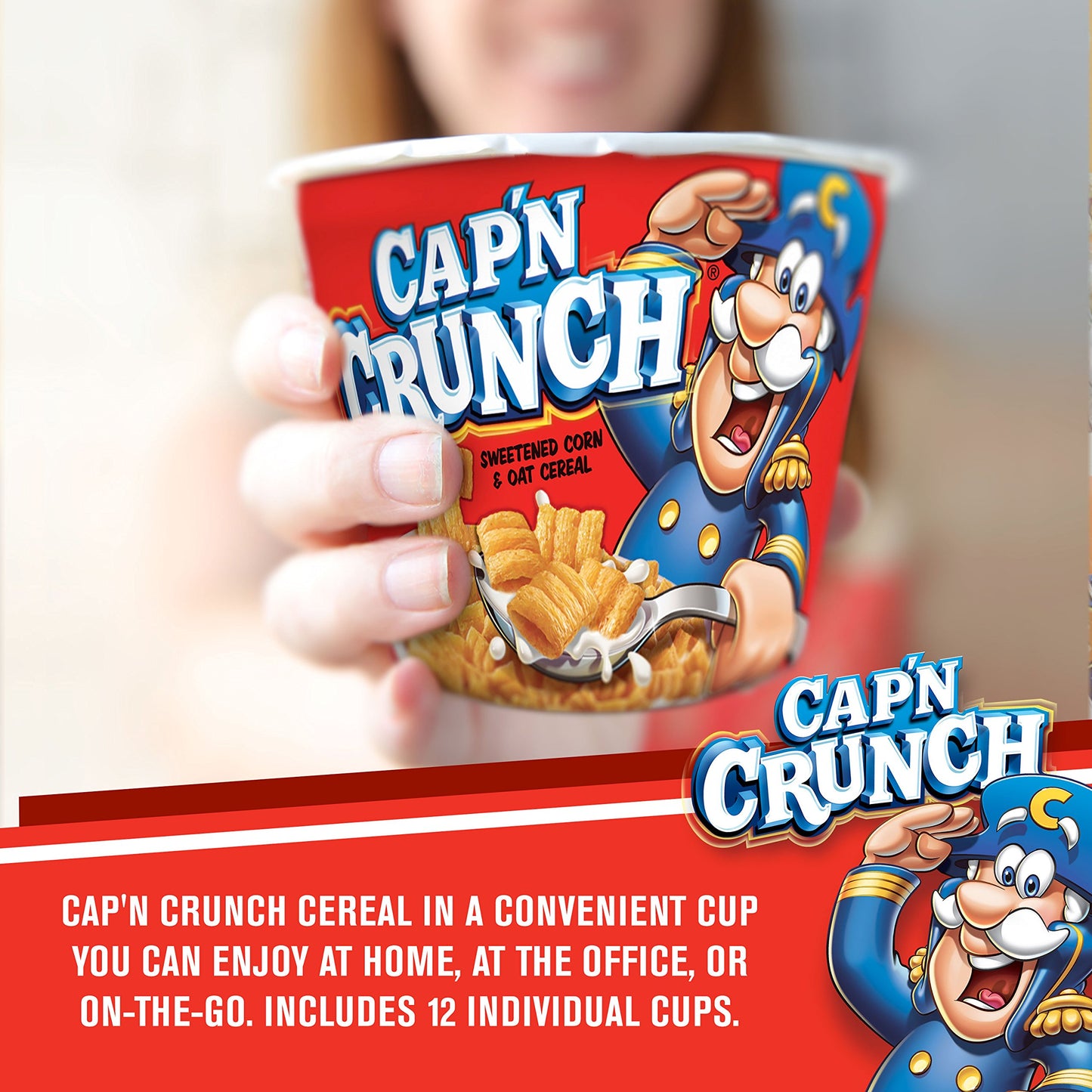 Cap N Crunch Breakfast Cereal, Original, 1.51oz Individual Cups (12 Pack)